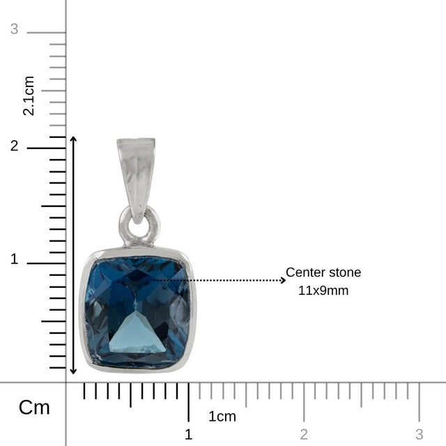 Classic 925 Sterling Silver Pendant in 6.5 Ct Natural London Blue Topaz For Sale - Image 9 of 12