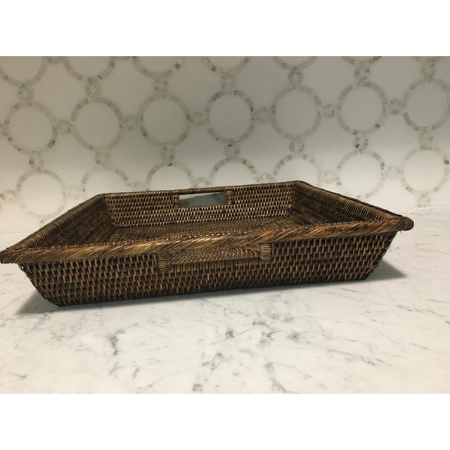 Dark Brown Rattan Square Tray Chairish