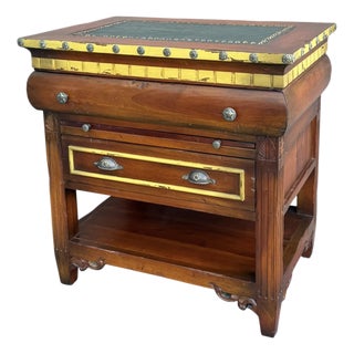 Vintage GuildMaster Campaign Style Accent Chest With Leather Top For Sale