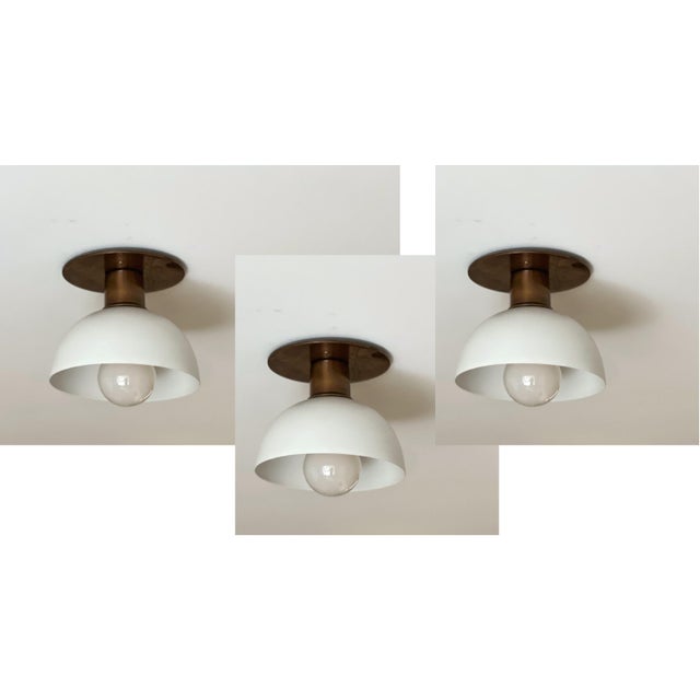 Kitchen Spotlights with White Shades and Brass Fittings, Set of 3 For Sale - Image 10 of 10