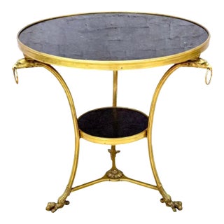 19th Century French Gilt Bronze and Marble Gueridon Table For Sale