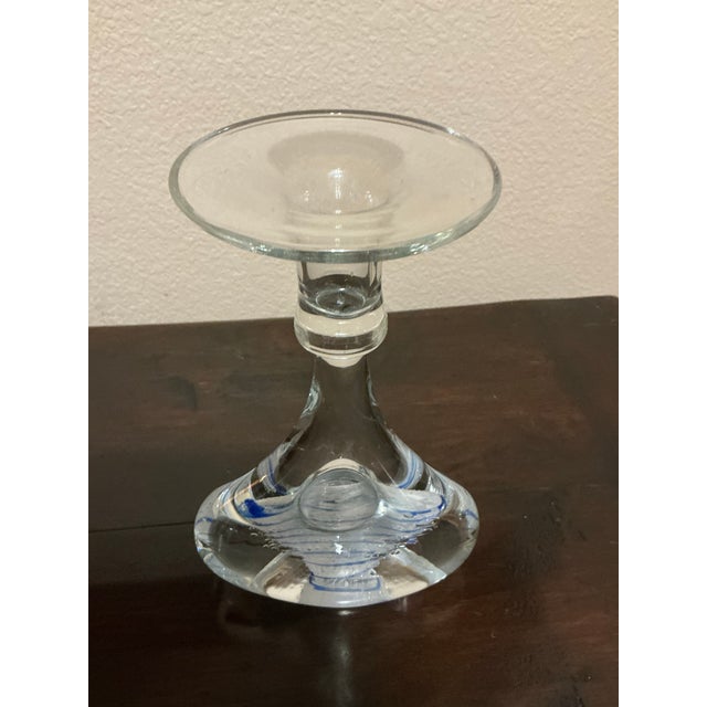 Late 20th Century Vintage Small Hand‑blown Art‑glass Candle Holder Vessel For Sale - Image 5 of 8