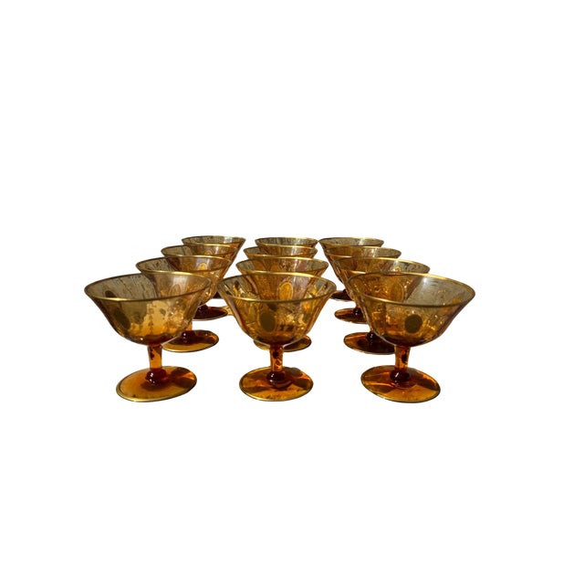 Boho Chic Antique Tiffin-Franciscan Stemware “Charmain Amber” Water Goblets - Set of 12 For Sale - Image 3 of 3