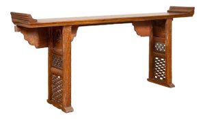 Qing Dynasty Altar Table with Bamboo Accents, Fretwork and Everted Flanges