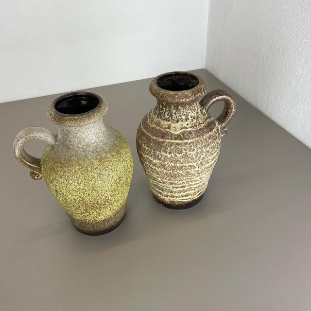 Pottery Fat Lava Vases from Scheurich, Germany, 1970s, Set of 2 For Sale - Image 3 of 18