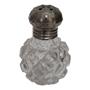 Antique Sugar Caster Diamond Cut Silver Top