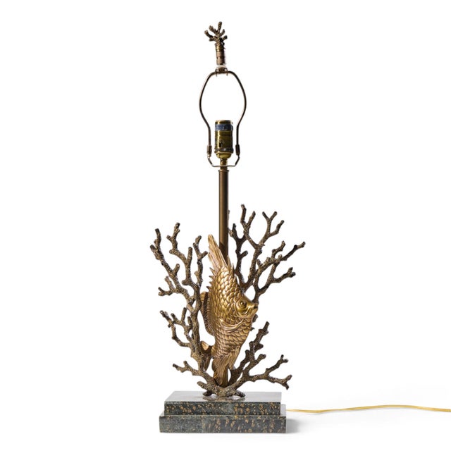Theodore Alexander Late 20th Century Theodore Alexander Brass Fish and Coral Table Lamps - Pair For Sale - Image 4 of 11