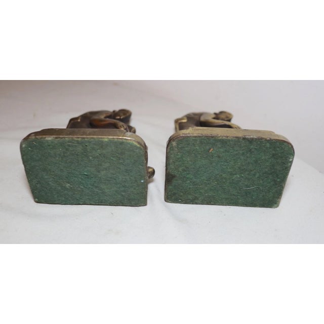 Bronze Pair of Antique 1800s Figural Pompeian Bronze Clad Cellist Cello Player Bookends For Sale - Image 8 of 10