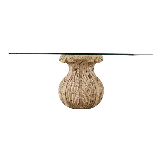 Michael Taylor Style Stone Acanthus Garden Dining Table For Sale