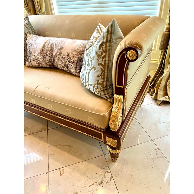 Elevate your living space with the exquisite Clive Christian Empress Silk Loveseat Sofa in the signature Clive Christian...