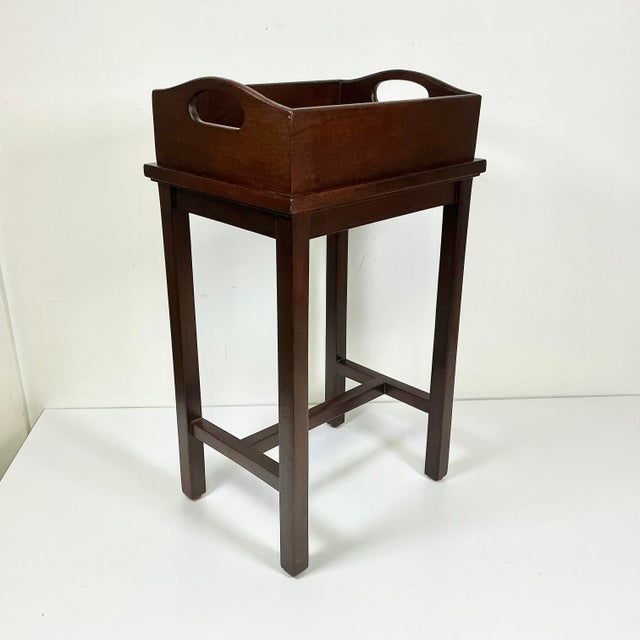 Wood 1990s Vintage Chippendale Hollywood Regency Deep Tray Drinks Table For Sale - Image 7 of 15