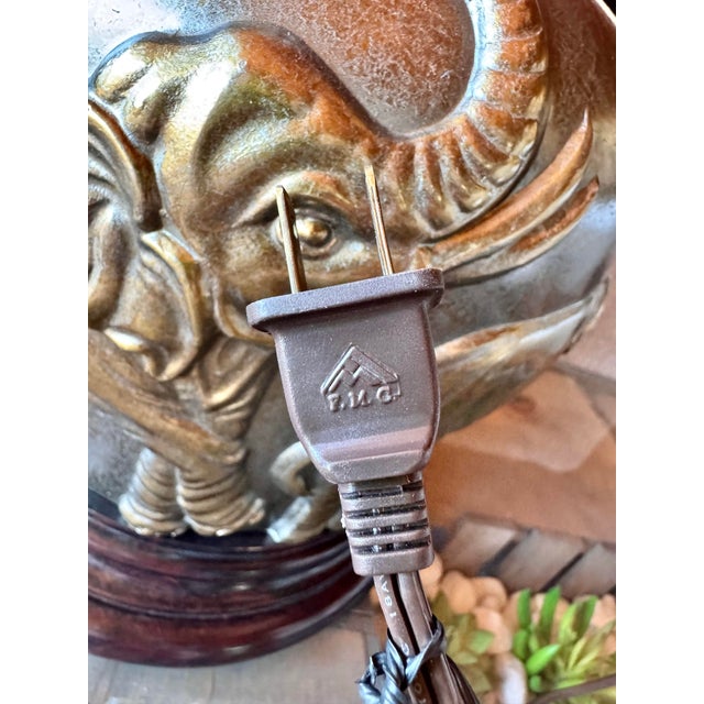 Vintage Gold Embossed Elephant Lamp For Sale - Image 9 of 12