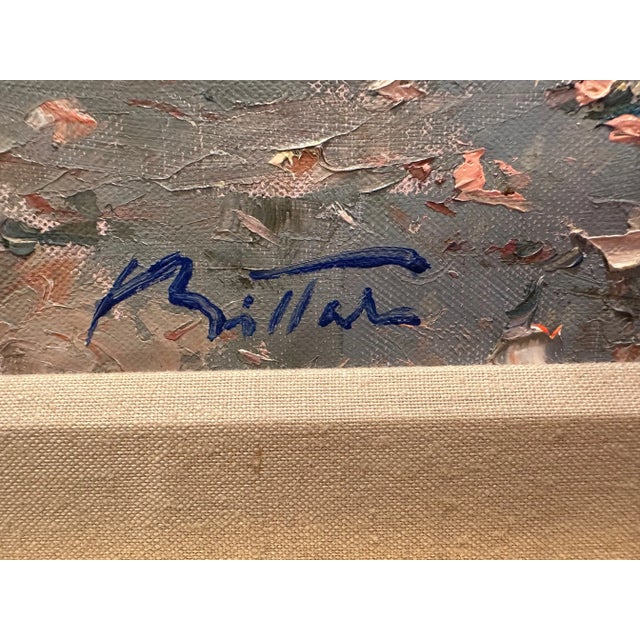 Textile Impressionist Original Painting of a Bench by the Sea by Pierre Bittar For Sale - Image 7 of 9