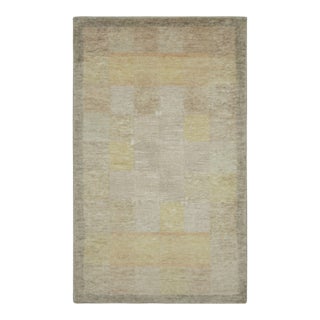 Rug & Kilim’s Scandinavian Style Rug With Beige-Brown and Gold Geometric Pattern For Sale