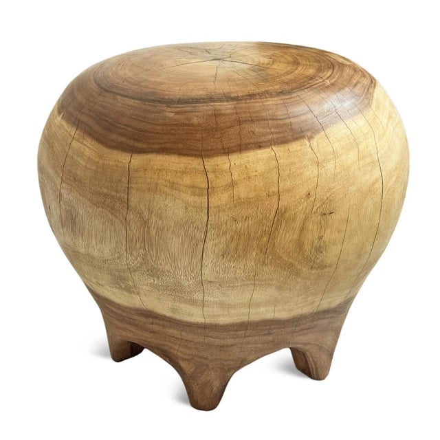 Vintage Round Two Tone Bulb Stool / Side Table For Sale - Image 4 of 8