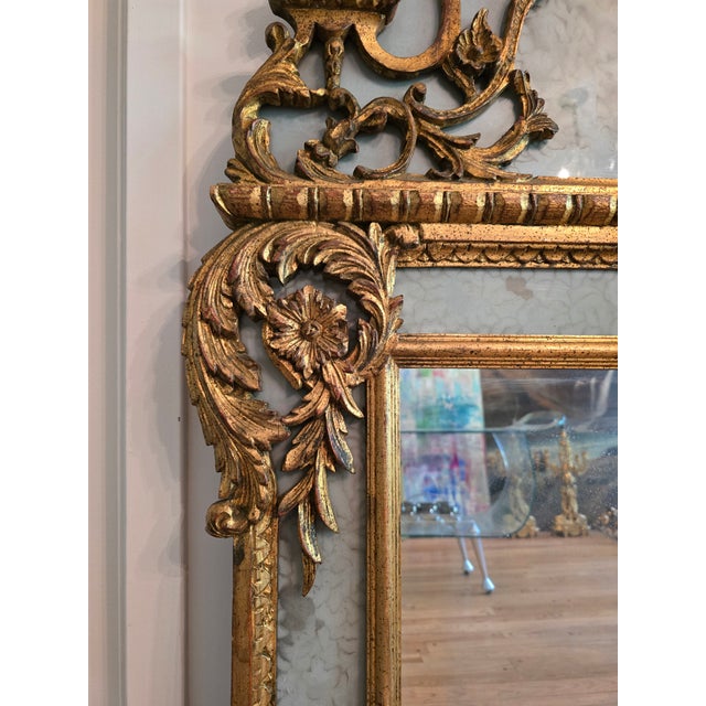 Vintage Early Mid Century Modern Italian Gilded Mirror For Sale In New York - Image 6 of 14