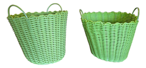 Woven Plastic Rattan Baskets, 1970s