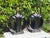 Vintage Sculptural Postmodern Black Ceramic Table Lamps, Pair For Sale - Image 4 of 9