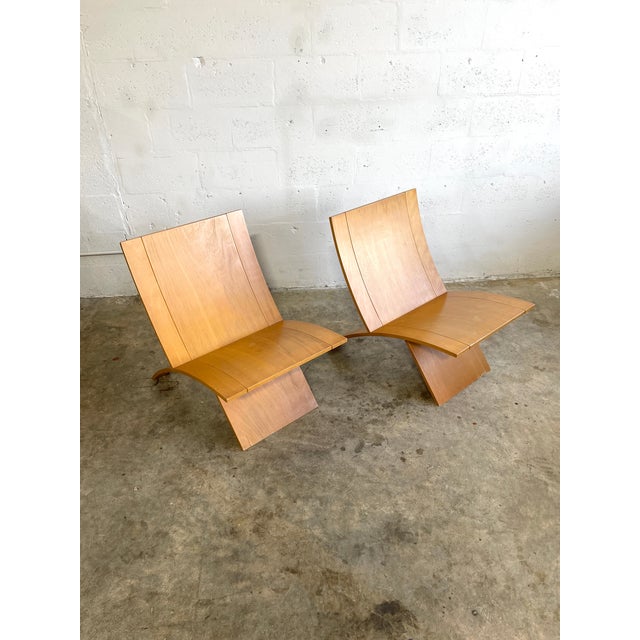Rare Scandinavian Modern "Laminex" chairs designed by Jens Nielsen. Produced by Westnofa in Norway. Made of birch plywood....