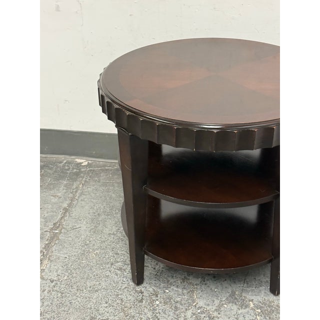 Wood Scallop Edge Tiered Side Table, Vintage For Sale - Image 7 of 12