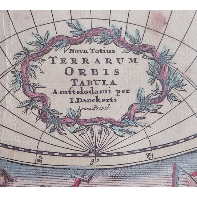 Paper Nova Totius Terrarum Orbis Tabula Chart, Amsterdam, 17th Century For Sale - Image 7 of 10