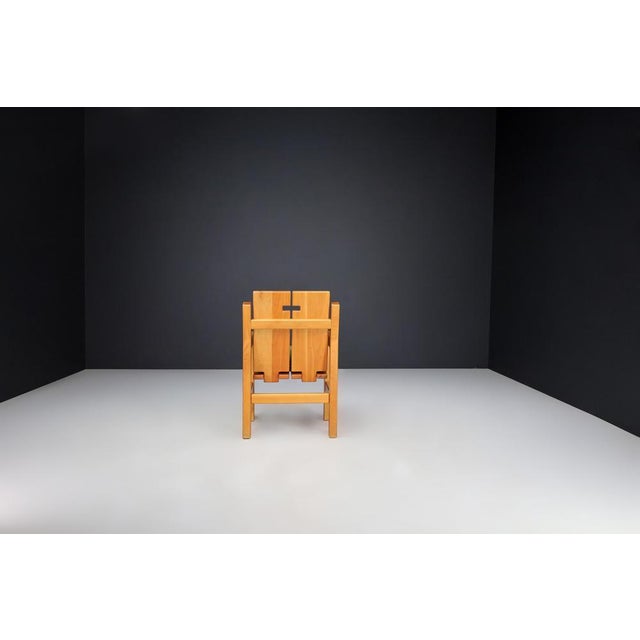 Mid-Century Modern Elm and Green Velvet Upholstery Armchair, France, 1970s For Sale - Image 10 of 13