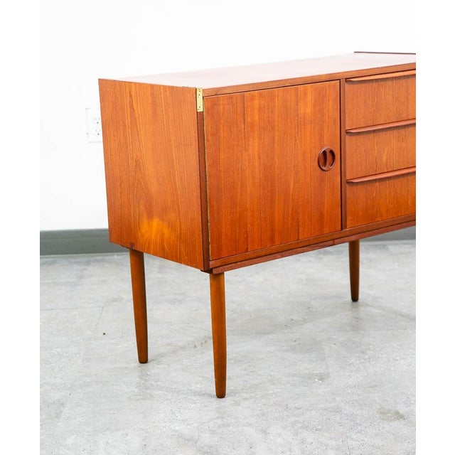 Mid Century Danish Modern End Table Side Entryway Teak 3 Drawers Wood Cabinet For Sale In Sacramento - Image 6 of 12