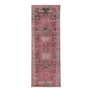 Hand-Knotted Caucasian Animal Runner Rug 3'5'' X 10'' For Sale