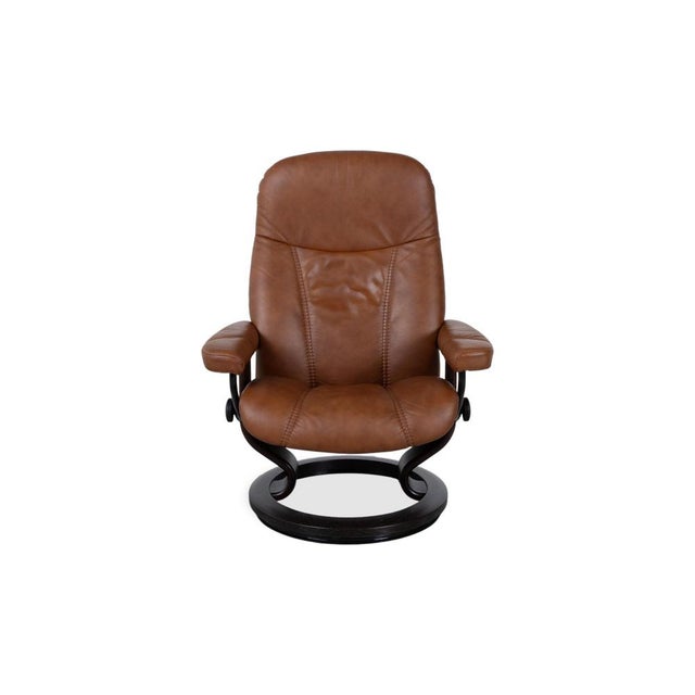 Set of Consul Armchair and Ottoman in Cognac Leather from Stressless For Sale - Image 16 of 18