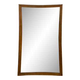 Vintage Mirror Broyhill Sculptra MCM Walnut Wall Vanity Entryway Curved Edges For Sale