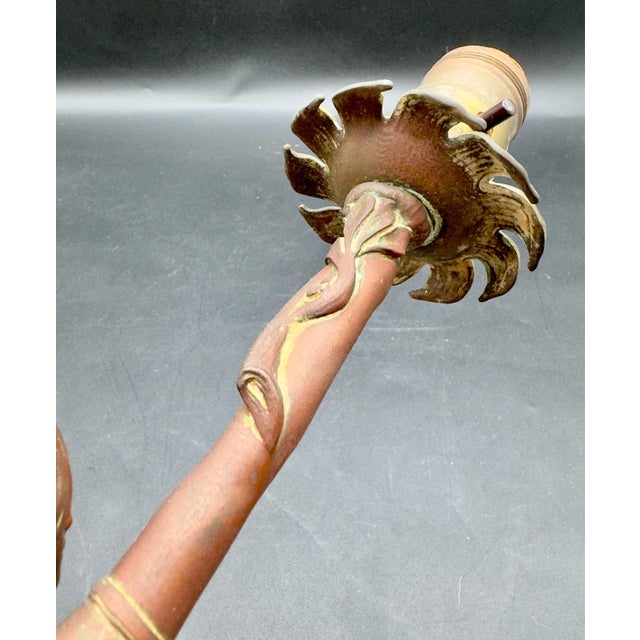 Antique Signed Ludwig Beck ( L. Beck ) Bronze Art Nouveau Table Lamp For Sale - Image 11 of 13