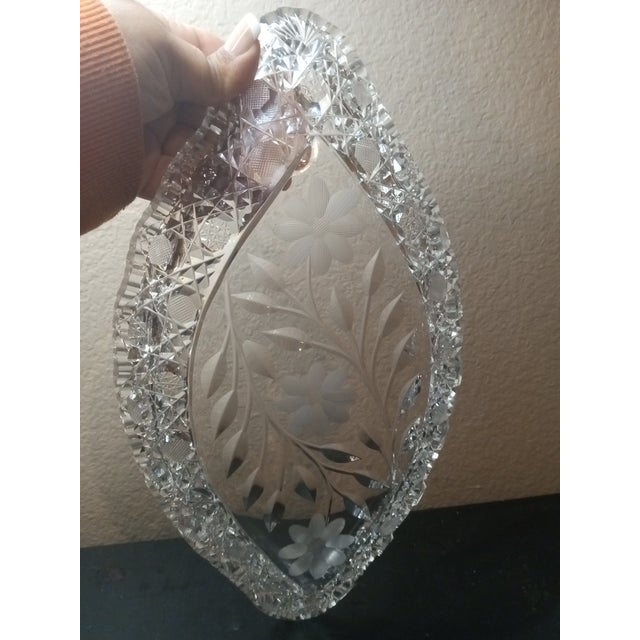 American Stunning 1880 American Brilliant Crystal Etched Bowl For Sale - Image 3 of 6