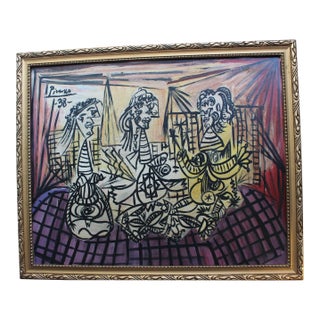Mid-Century Modern Vintage Oil Painting After Picasso For Sale