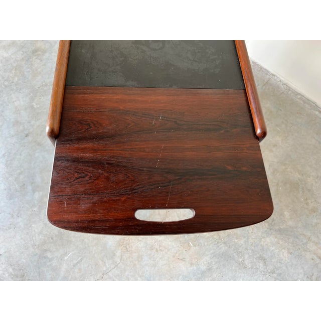 Wood Swedish Teak Sliding Top Bar Cart or Tea Trolley by Yngve Ekström for Kallemo/ Sold For Sale - Image 7 of 12