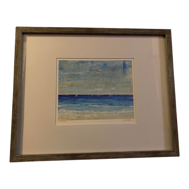 Vintage Rustic Sand, Sailboats, Wide Blue Ocean, O'Toole's Original Impressionist Print Signed & Numbered For Sale
