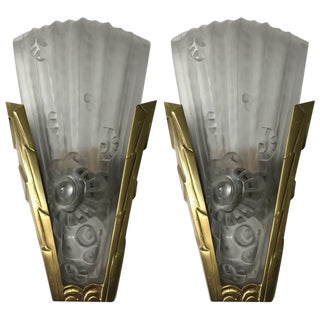 French Art Deco Genet Et Michon Wall Sconces - a Pair For Sale