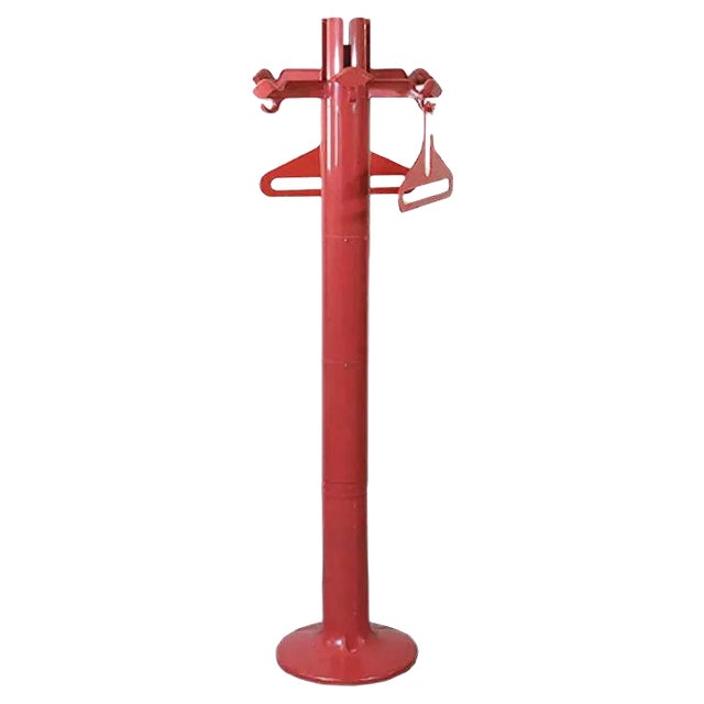 Red Planta ABS Coat Stand with 2 Hangers by Giancarlo Piretti for Castelli / Anonima Castelli, 1970s For Sale