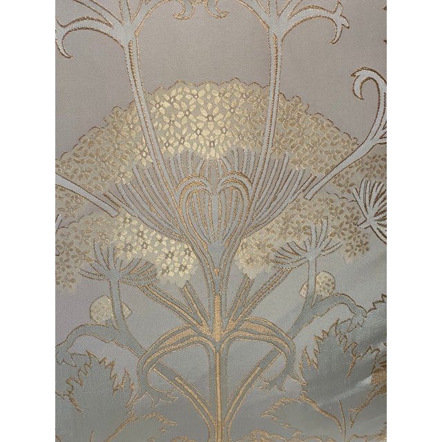 Textile Gorgeous Pair Fortuny Style Silk Brocade Pillows With Fringes and Feather Down For Sale - Image 7 of 8