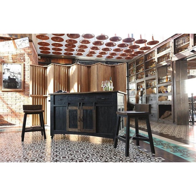 Rustic Greenview Kitchen Island - Distressed Black For Sale - Image 3 of 6