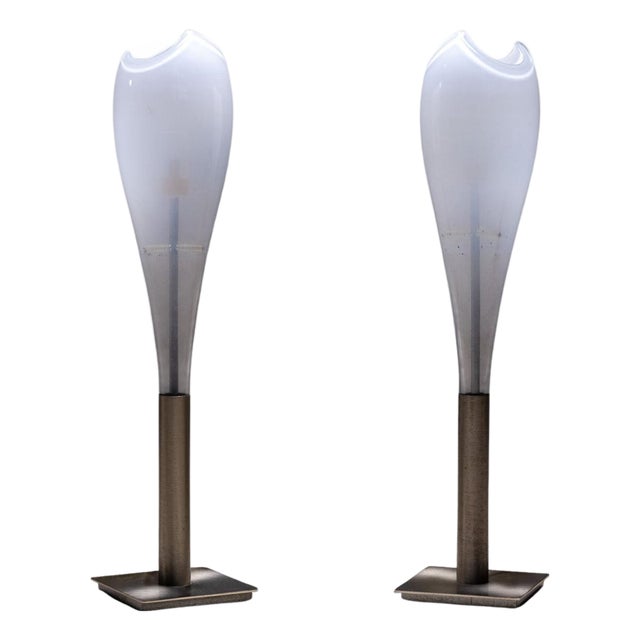Small Murano glass table lamps by AV Mazzega, Italy 1960s For Sale