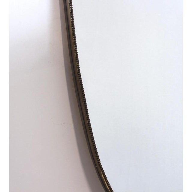 Gio Ponti Mid-Century Modern Italian Wall Mirror with Beaded Brass Frame by Gio Ponti, 1950s For Sale - Image 4 of 15