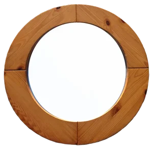 Large Mid-Century Scandinavian Pitch Pine Round Wall Mirror