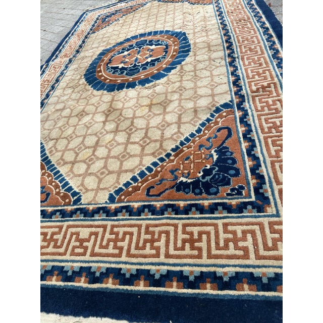 Mid-Century Distressed Chinese Rug, 1940s For Sale - Image 14 of 18