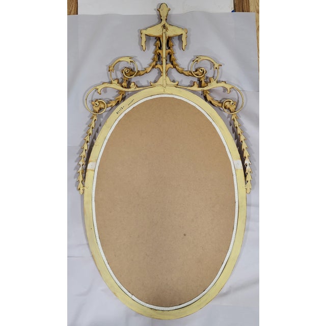 Share Vintage Italian 20th C Carved Wood Parcel Gilt & Silver Oval Wall Mirror For Sale - Image 12 of 15