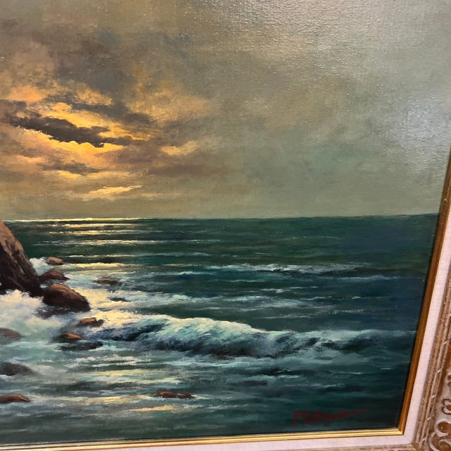 20th Century Oil on Canvas Framed Signed by German American Artist Peter Hermann Schmidt ( 1886-1974) Seascape at Sunset For Sale In Washington DC - Image 6 of 11