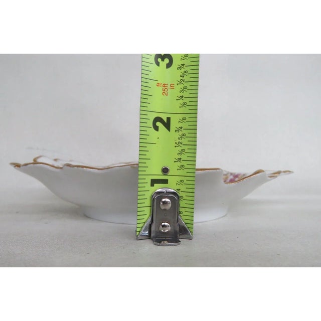 Ceramic Limoges France Porcelain Purple Flowers Gold Trim Leaf Shaped Trinket Dish For Sale - Image 7 of 13