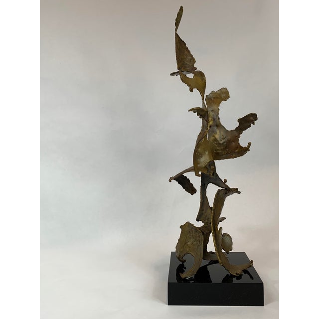 1966 Brutalist Sculpture on Black Lucite Signed George Kafka For Sale - Image 4 of 7