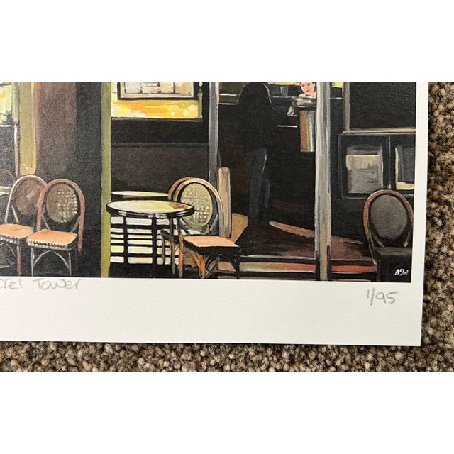 2020s Limited Edition Print of Paris Café With Eiffel Tower France by British Artist Angela Wakefield For Sale - Image 5 of 7