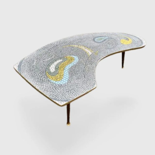 Kidney Side Table with Mosaic Top, 1950s For Sale - Image 8 of 8