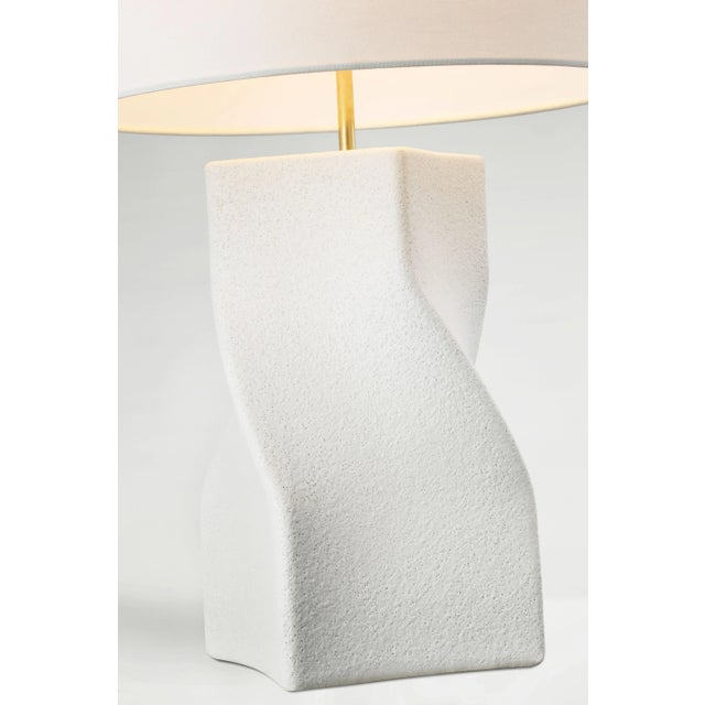 2020s AERIN for Visual Comfort Signature Claribel Large Table Lamp in Porous White with Linen Shade For Sale - Image 5 of 5